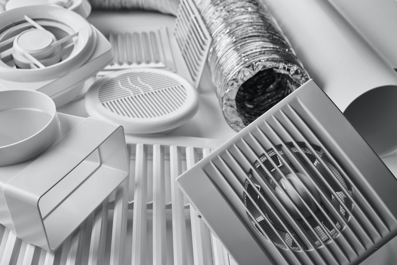 ventilation system components on white background side view