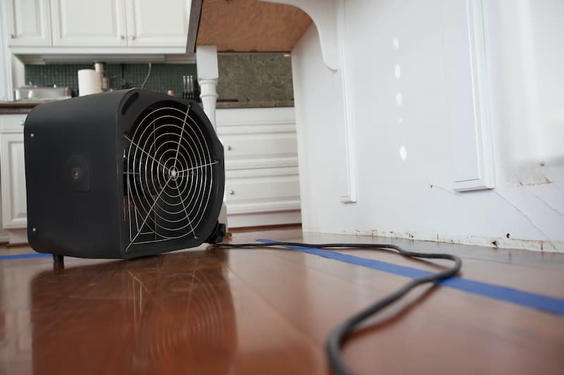 Industrial Fan For Water Damage In Kitchen