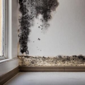 Firefly visible black mold growth on wall of a house 84103