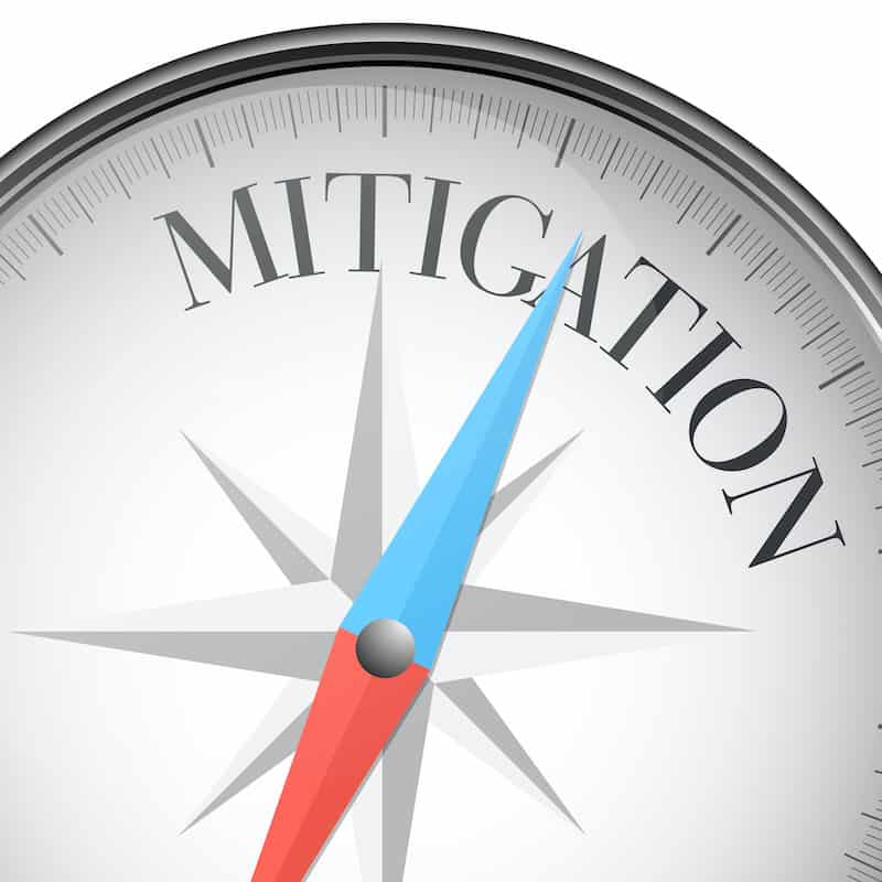 detailed illustration of a compass with Mitigation text, eps10 vector
