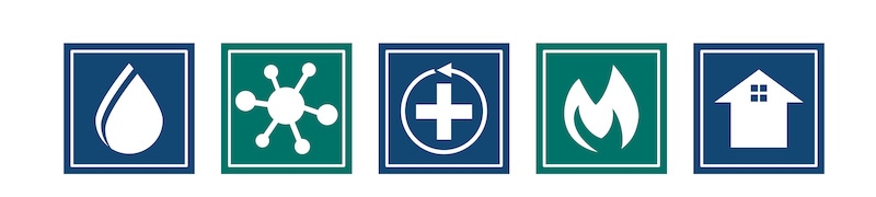 Water & mold restoration icon logo design inspiration