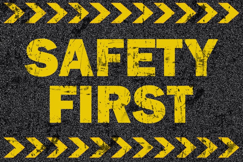 Safety first word on grunge background