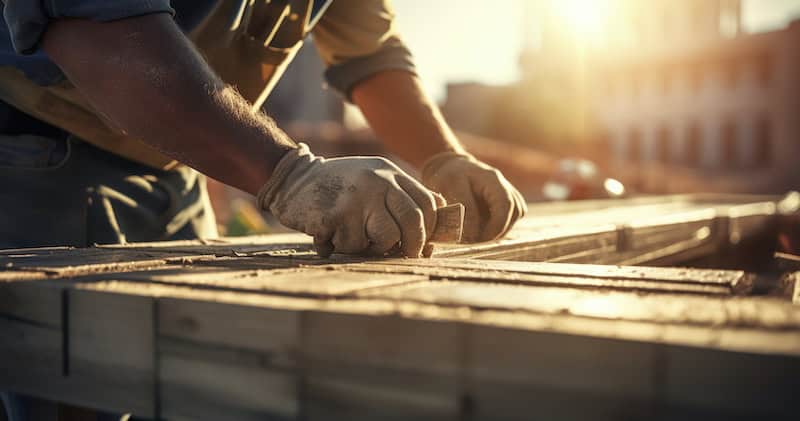 Worker's hands shape the building's future