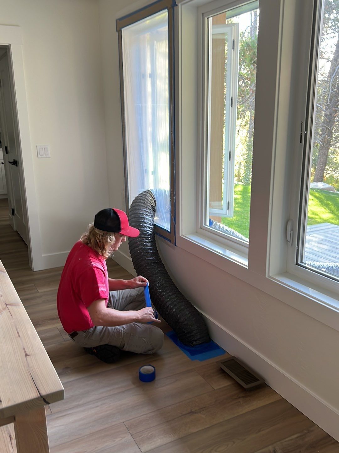 damage to a house inside with a tube to suck out moisture