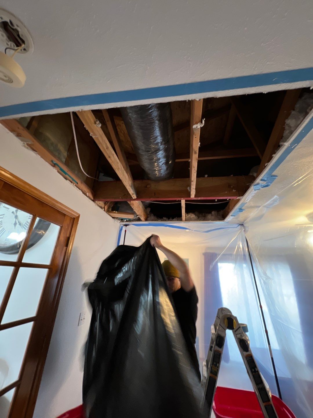 water damage to a ceiling