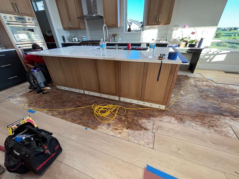 Repairing water damage to an island in a kitchen in Boise