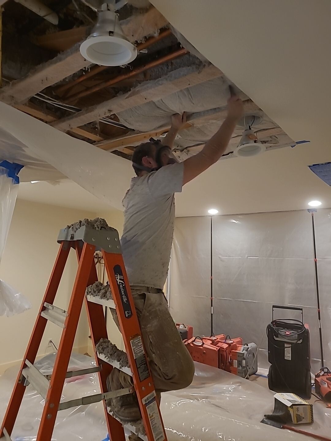 home flood thru ceiling attic mitigation