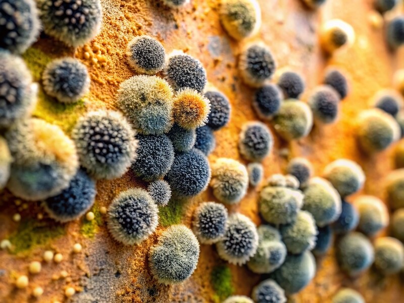 Black Mold Spores on Wall - Close-up Image Showing Dangerous Fungal Growth