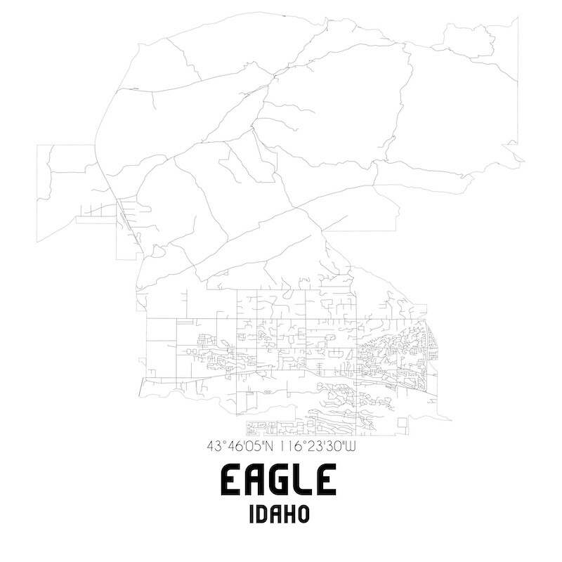 Eagle Idaho. US street map with black and white lines.