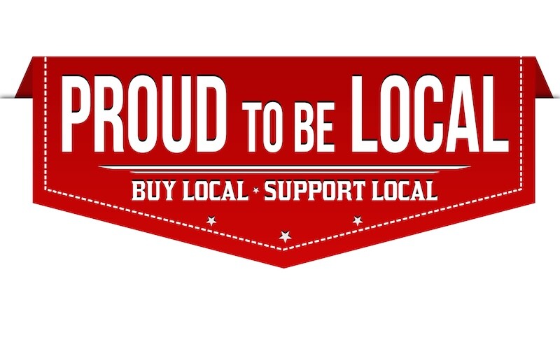 Proud to be local banner design on white background, vector illustration