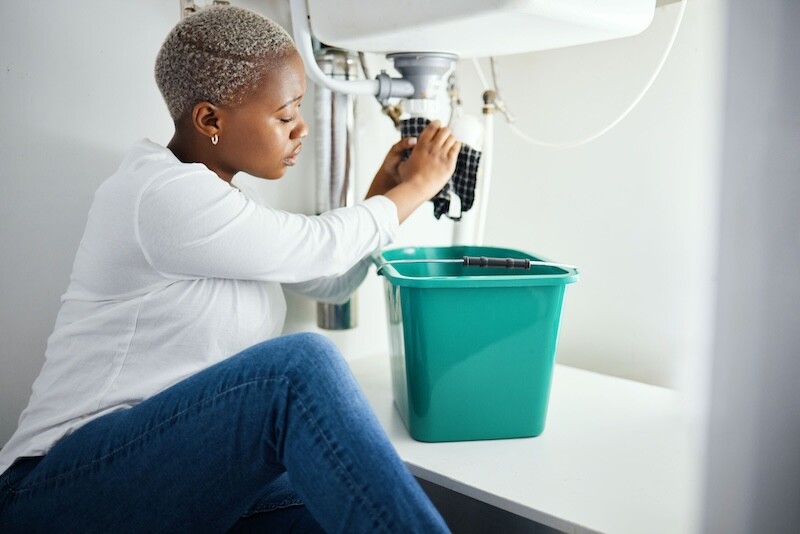 Plumbing, leak and a black woman in the bathroom of her home with a cloth and bucket waiting for assistance. Sink, emergency and a burst pipe with a young female homeowner in her house to stop water. SSUCv3H4sIAAAAAAAAA21Sy27jMAz8F51z8CMNkvzKoihoiYmJSqIh0W2NIv9eSjLQdndvMwQ5D9mfZoJM1lw/DXm/ZkkgxNFcu4NJGB2mCt/SeOoqQkfCicBXNoHYOUJAczV5ZpaX87Hvhos5GCDdeBxMFpA1Y1YLZRYE73pf+be3jlVBr/I6FaCb3X/njxLLI1TBP2Y83y5n1/fY6875OA630zBdOvN8MK/vginstrA64gaXRJbivRGWuTSsybQ8h2Ka51X0Vql9LbxVjiwo26JNe41zsxohrmEq56YfT0/HoRtqvrKYW2qnbff89RVmUtG0NcOqT25PuC6ewUkJacDxhLt9MfuVRwcuIYQsFFoY8BC2inBDDBUFzrLMLJwr3WALZBNXsnB0TxVZ9rymiT/aHGJ5jqB9ofngwpl+6kx0rzHqqEl4WhyCL+9QNOhDYE9QfiT9VgGjtGsL8a/r/O/IUc7s31q1fhjTTdHj8QUho3sdqQIAAA==