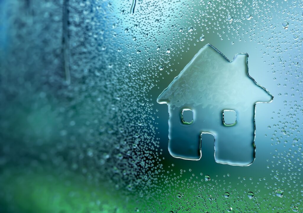Water drop forming a house - 3D Rendering