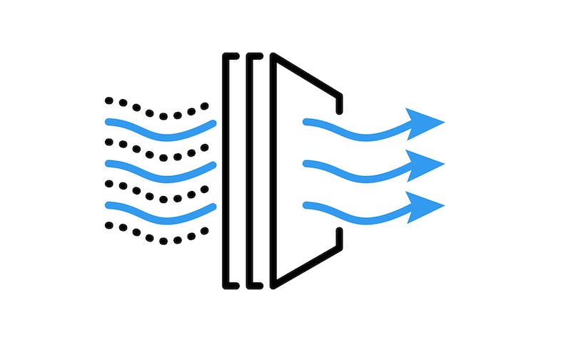 Air purifier. Air filter line icon. Solid Particle Filter, dust cleaner illustration vector