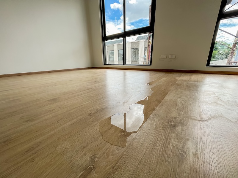 Water moving on a floor after a leak
